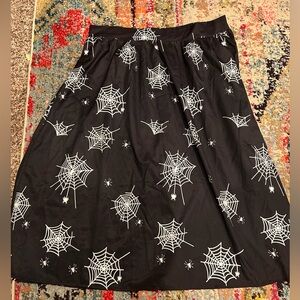 SHEIN Black and White Spider Web A-Line Skirt